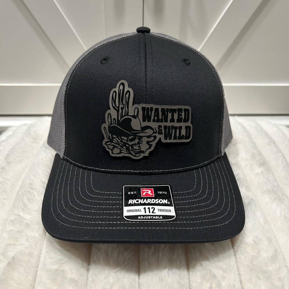 Wanted & wild Laser engraved Richardson 112 trucker hat.